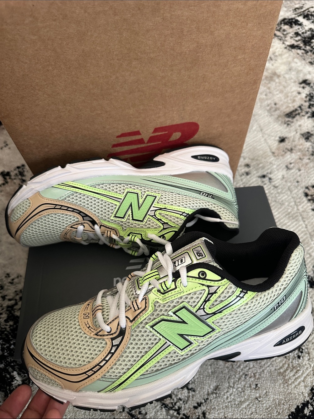 Unisex New Balance 740 Mint & Neon Green Running Sneakers